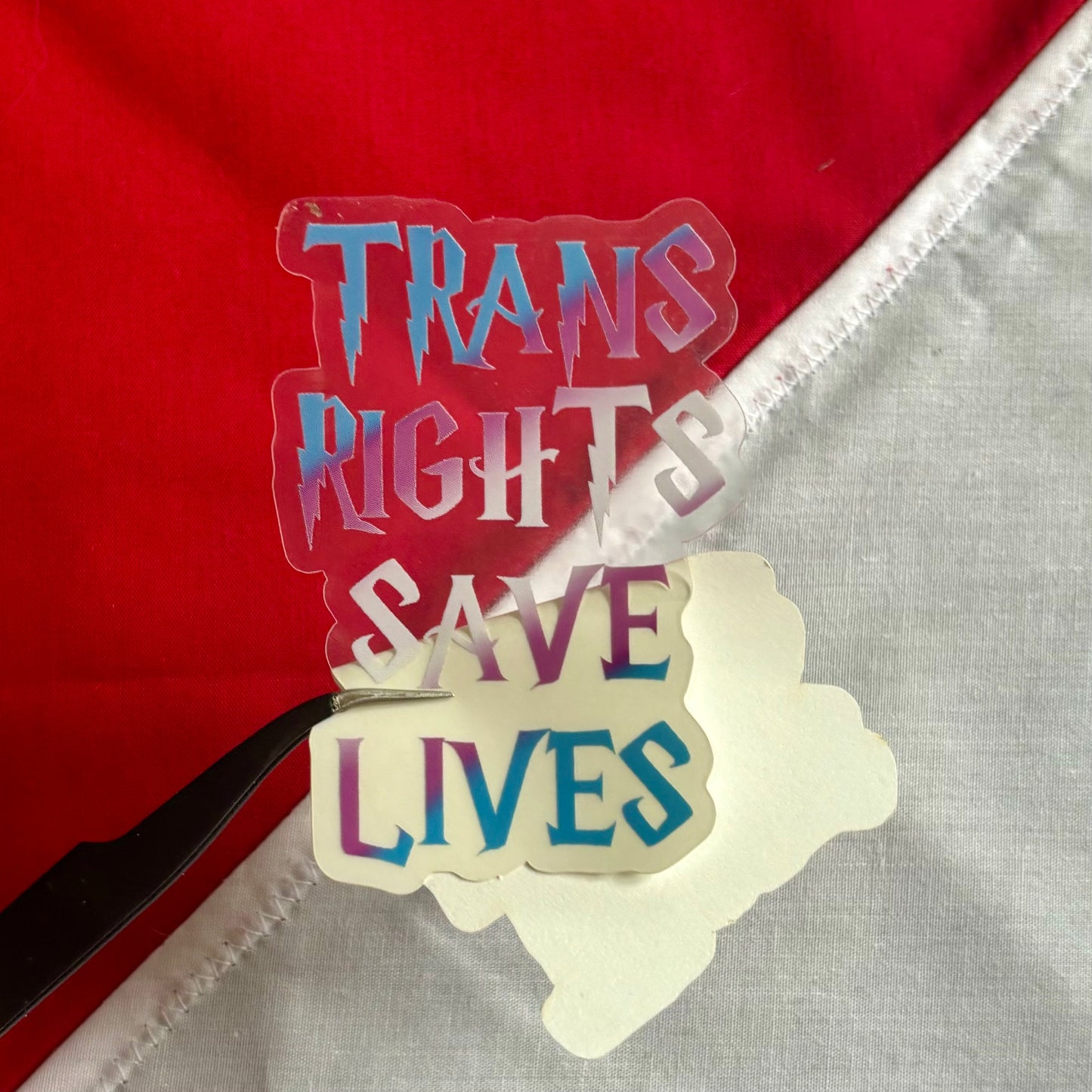 Trans Rights Save Lives sticker transparency