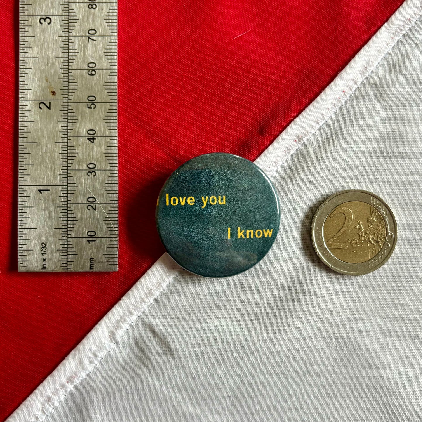 I love you badge sizing