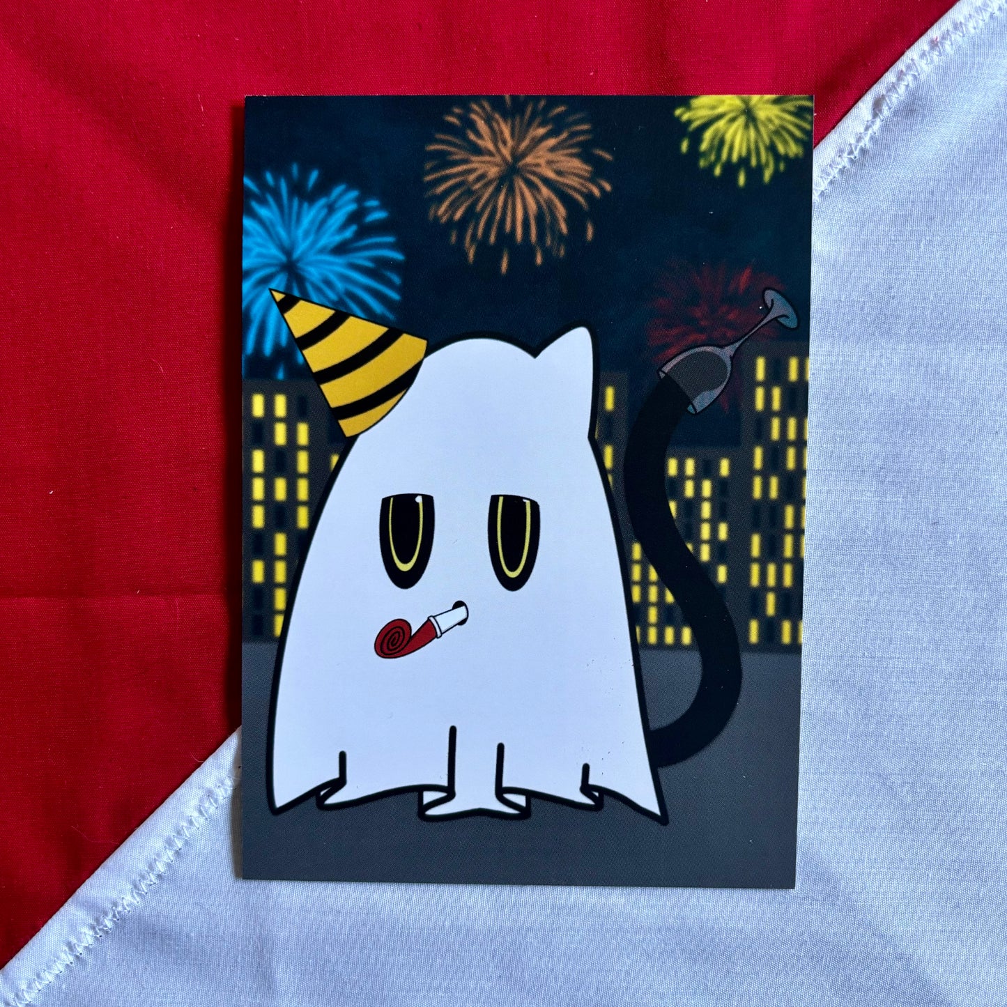 New year's cat ghost print