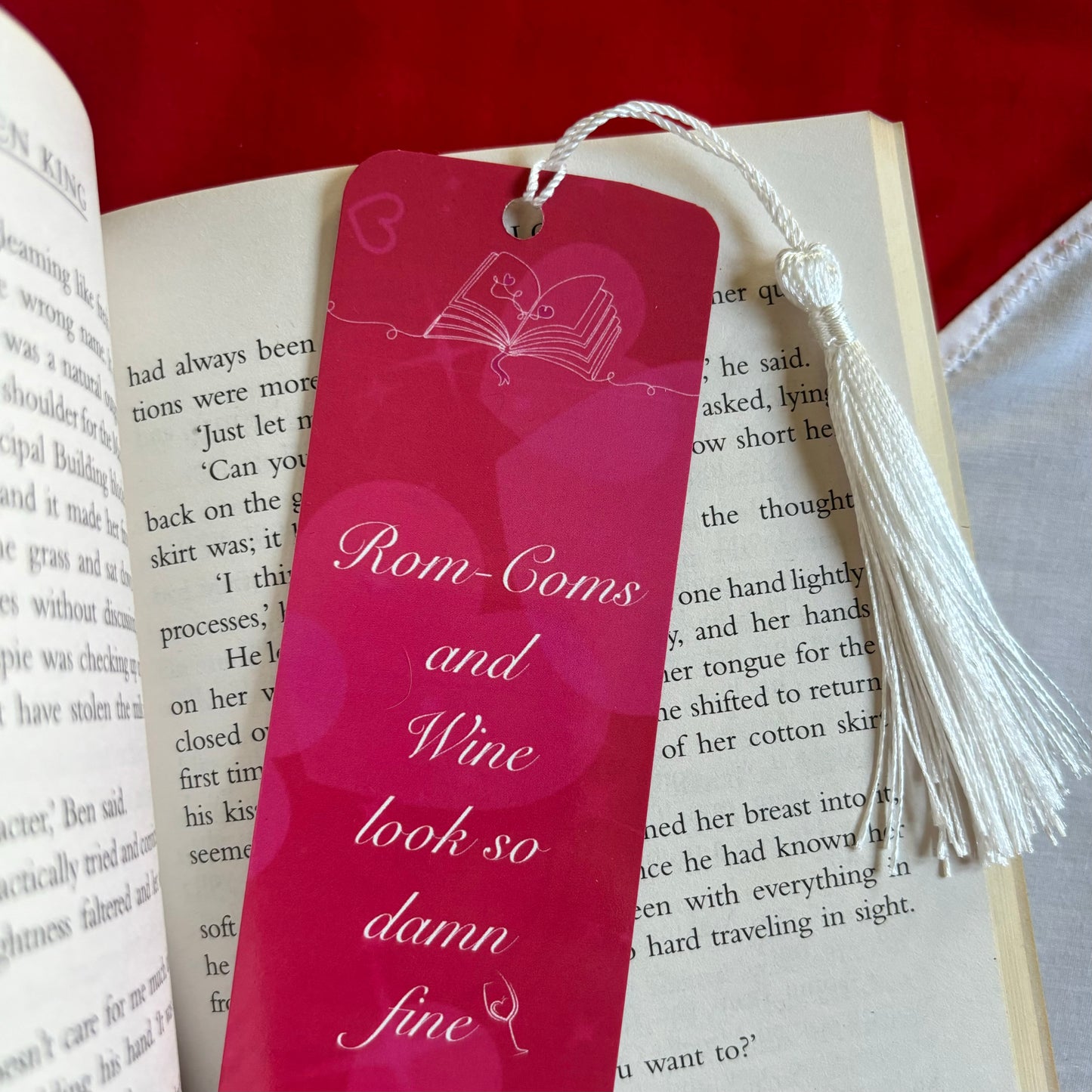 Valentine's day bookmark close-up