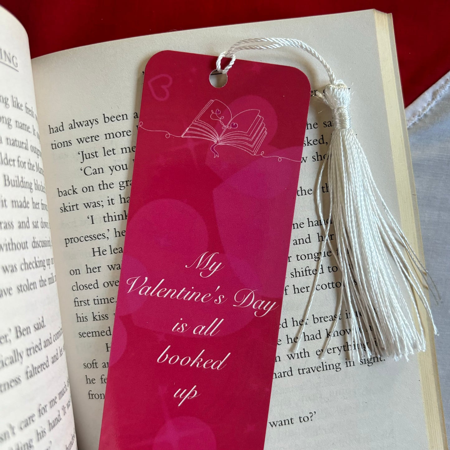 Valentine's day bookmark close-up