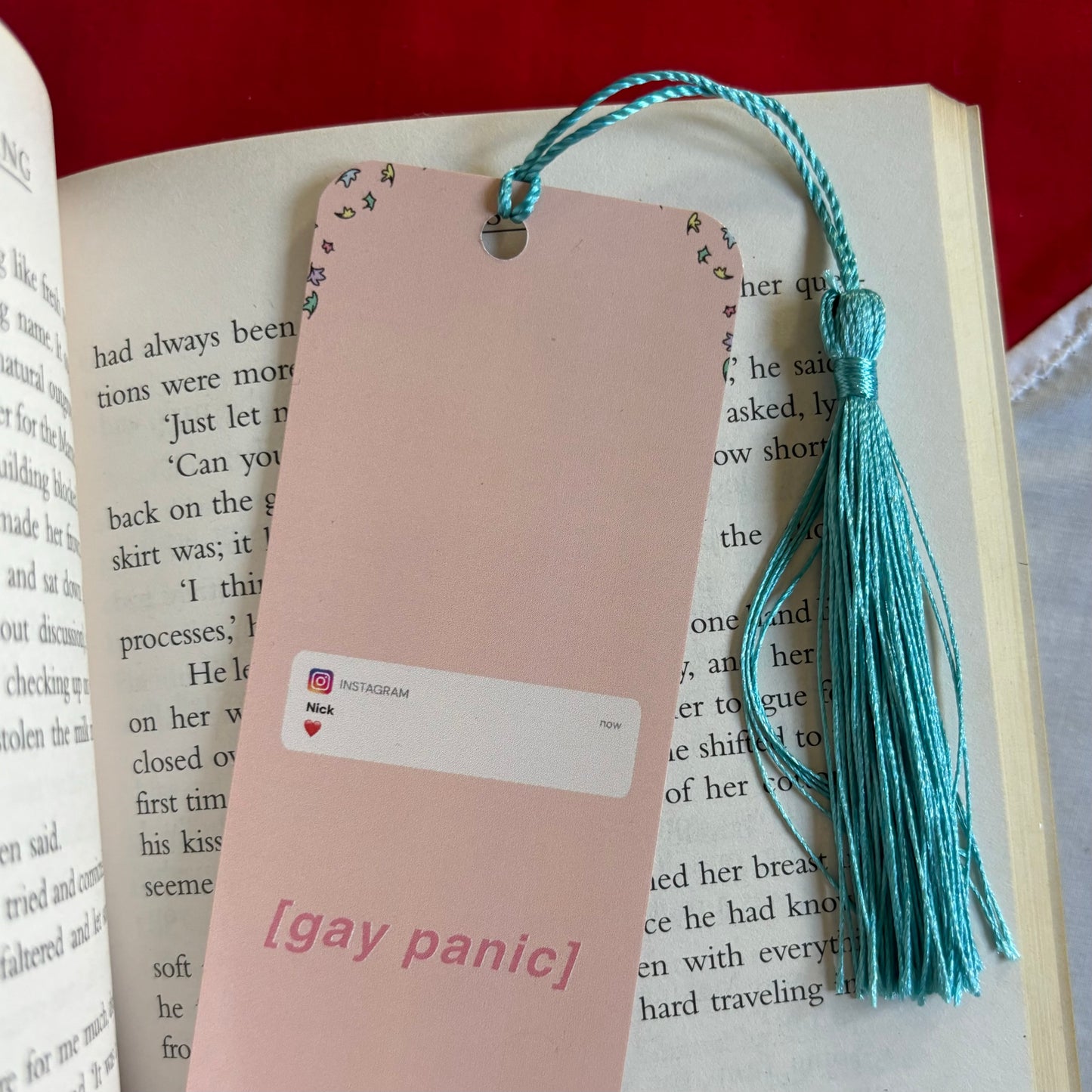 Gay panic bookmark close-up