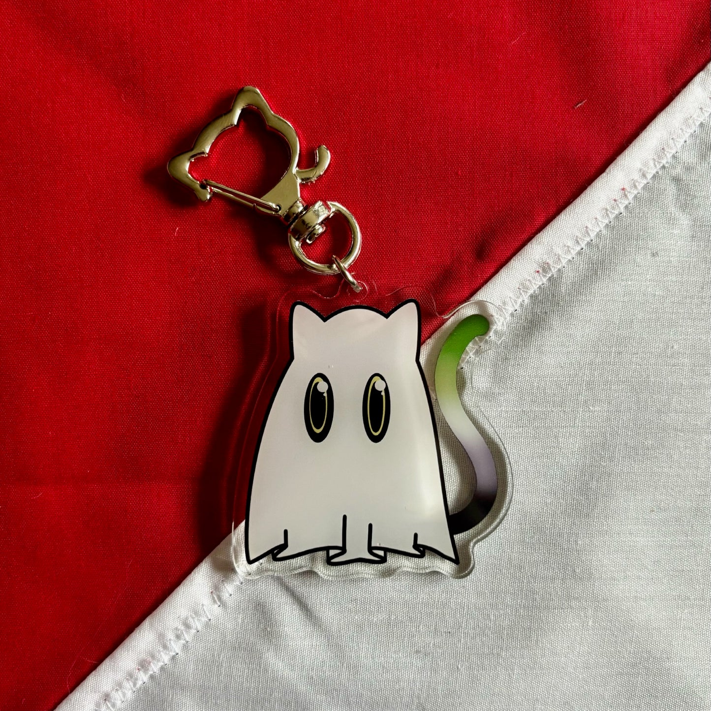 Cat Ghost Pride Charm aromantic