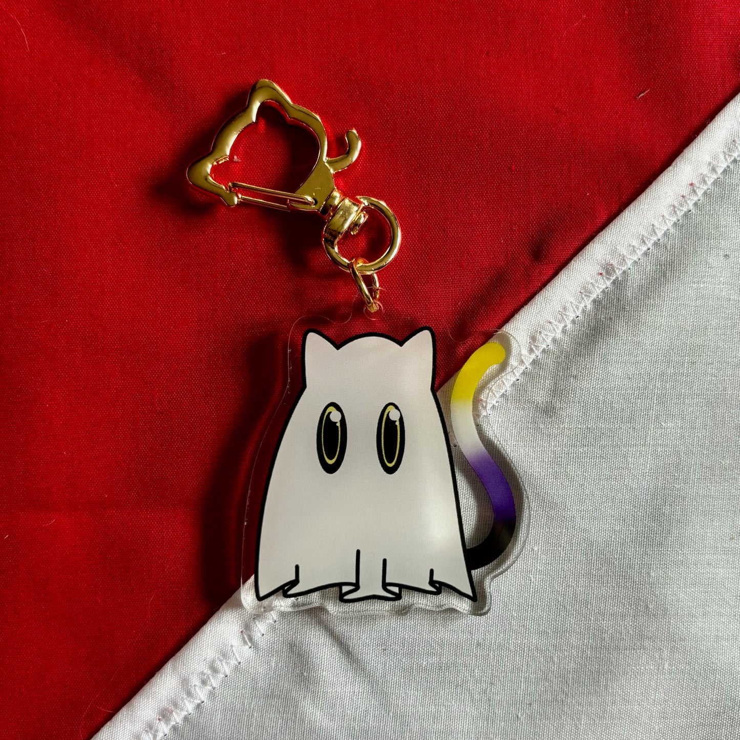 Cat Ghost Pride Charm non-binary
