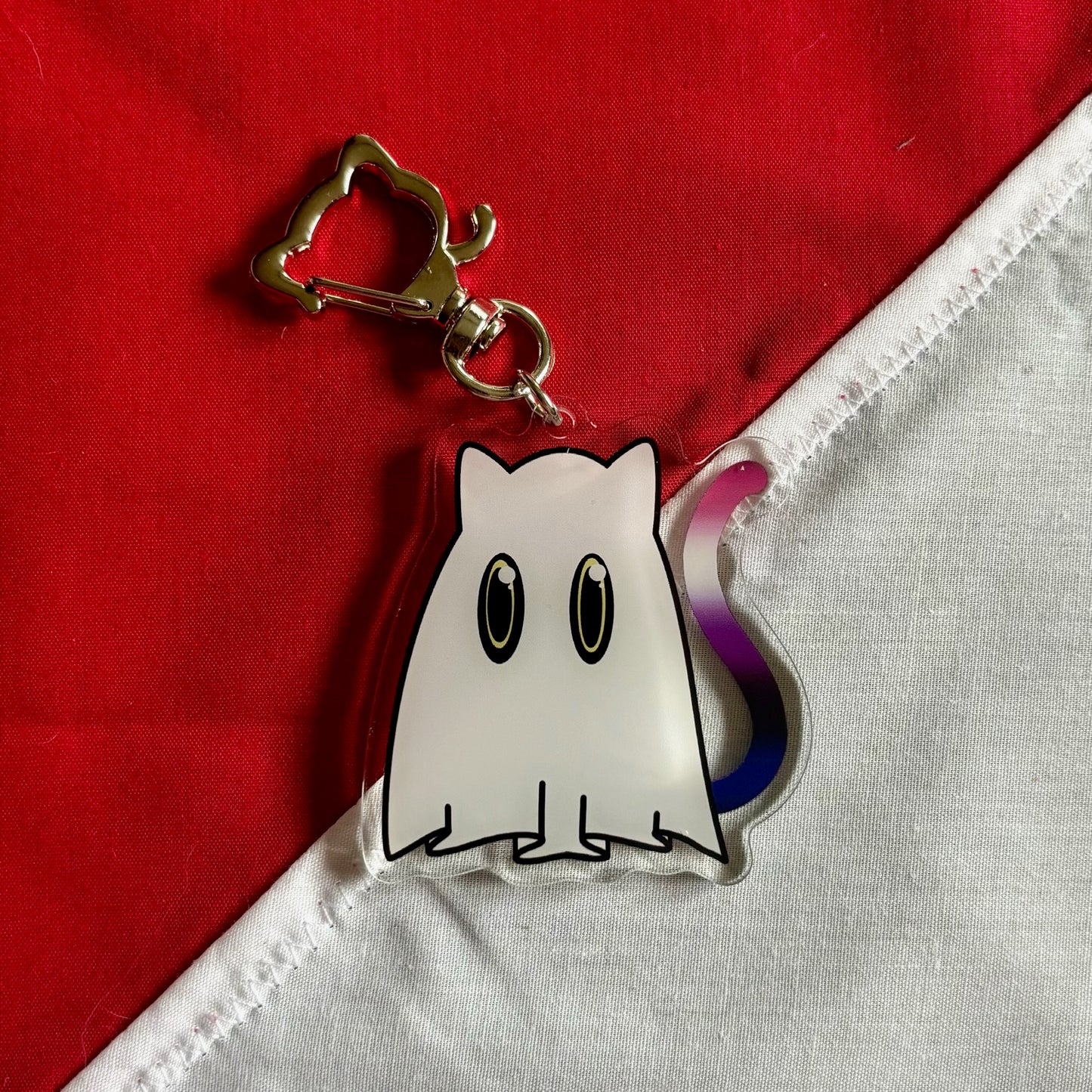 Cat Ghost Pride Charm genderfluid