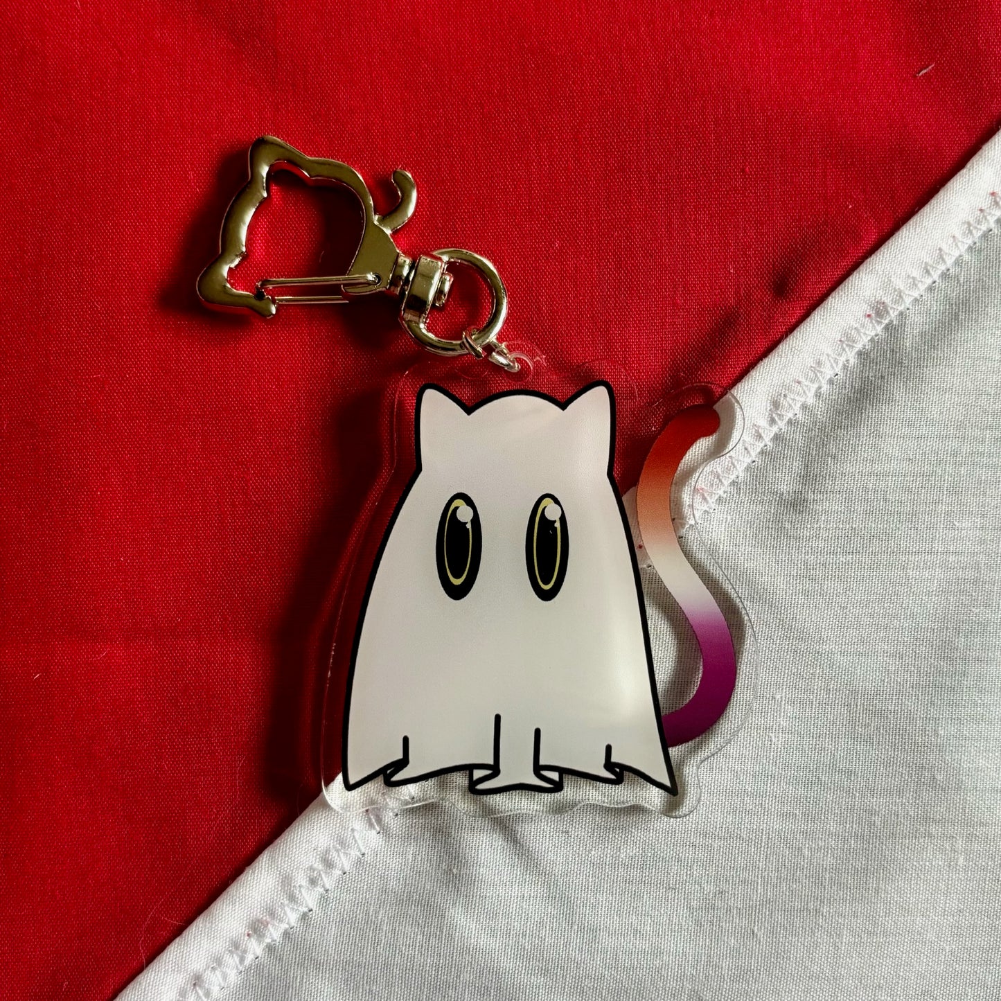 Cat Ghost Pride Charm lesbian