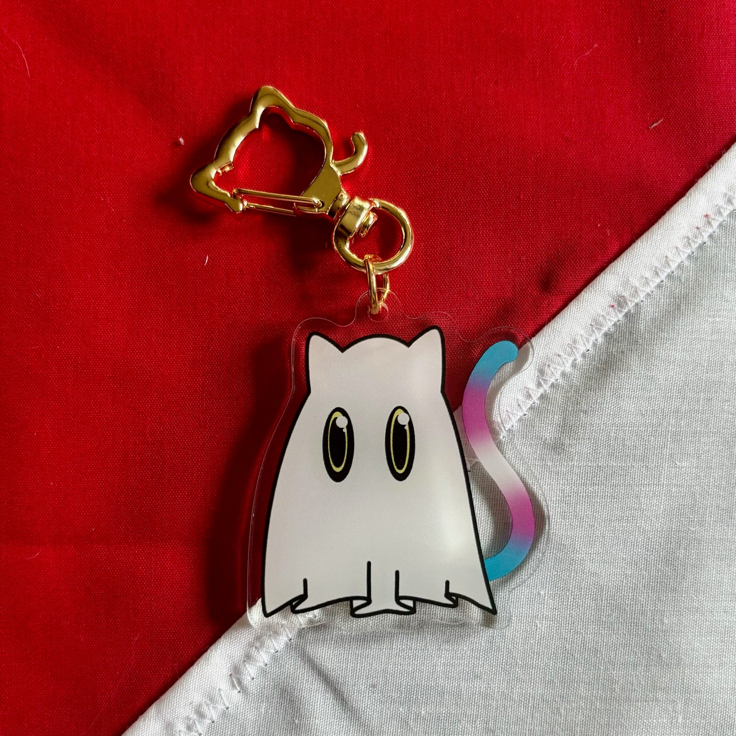 Cat Ghost Pride Charm transgender