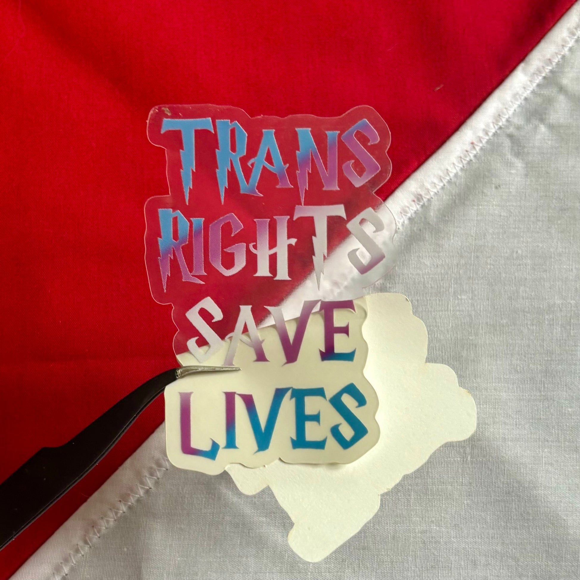 Trans Rights Save Lives sticker transparency