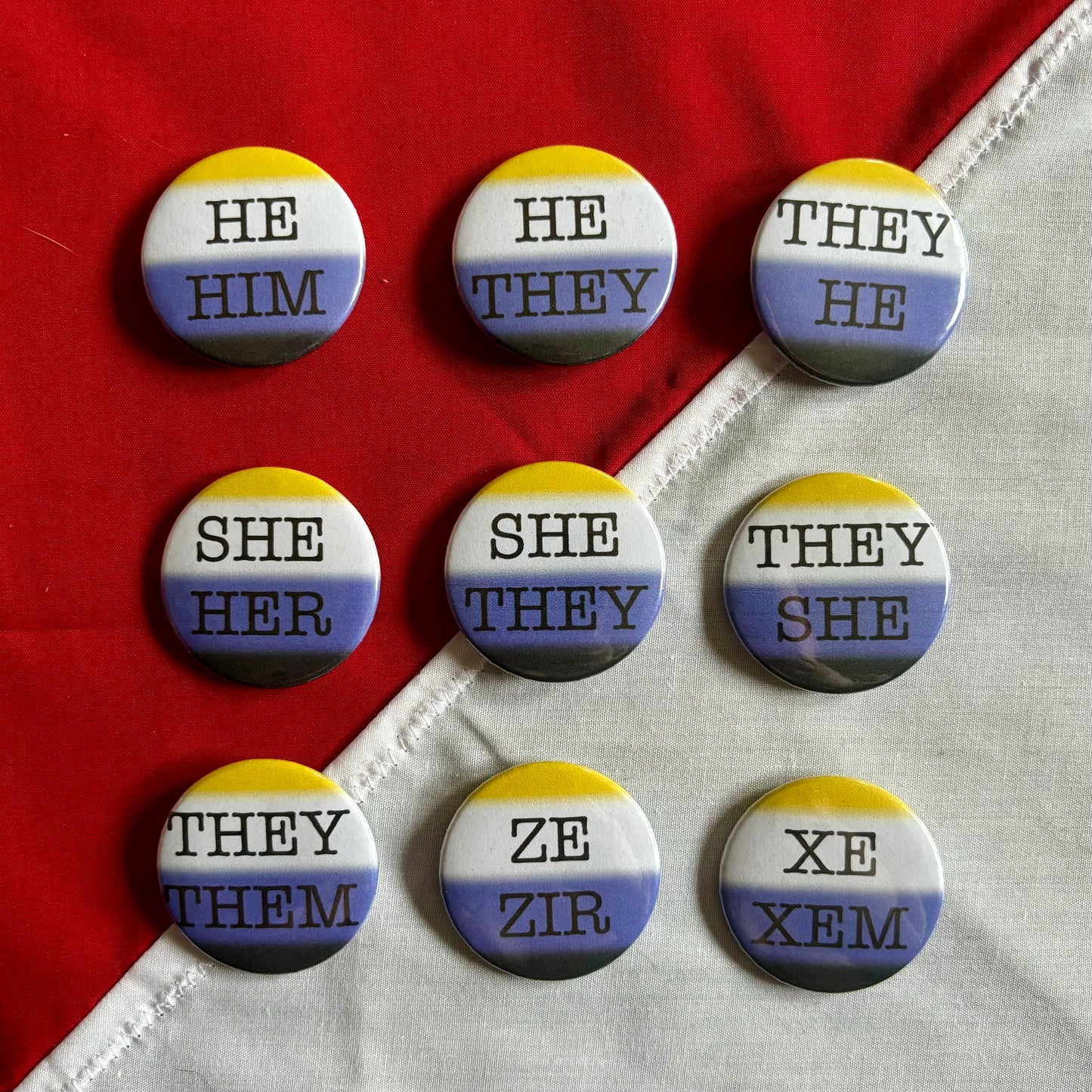 non-binary pronoun badges