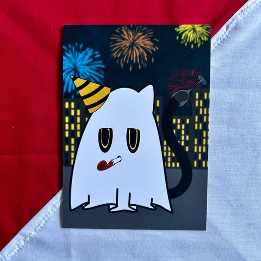 New year's cat ghost print